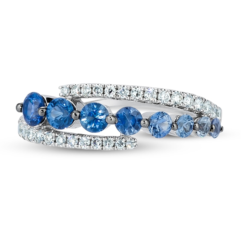 Main Image 4 of Le Vian Sapphire Denim Ombre Ring 1/4 ct tw Diamonds 14K Vanilla Gold