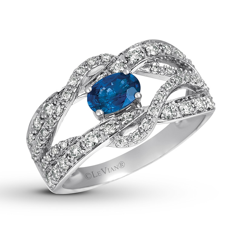 Main Image 1 of Le Vian Natural Blue Sapphire Ring 1/2 ct tw Diamonds 14K Vanilla Gold