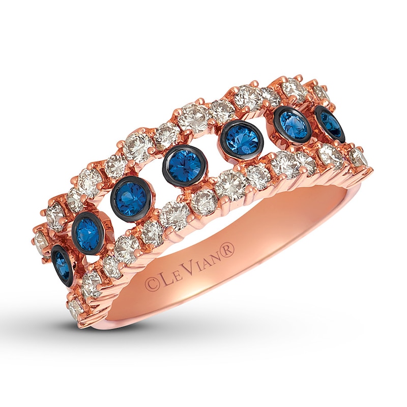 Le Vian Natural Sapphire Ring 7/8 ct tw Diamonds 14K Strawberry Gold