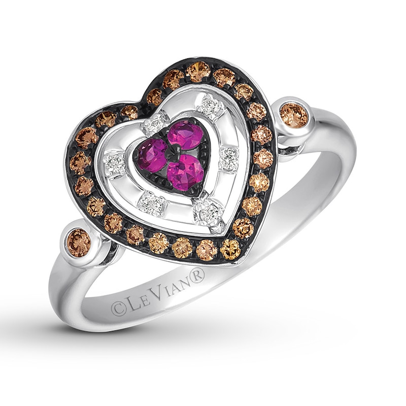 Le Vian Pink Sapphire Ring 1/4 ct tw Diamonds 14K Vanilla Gold