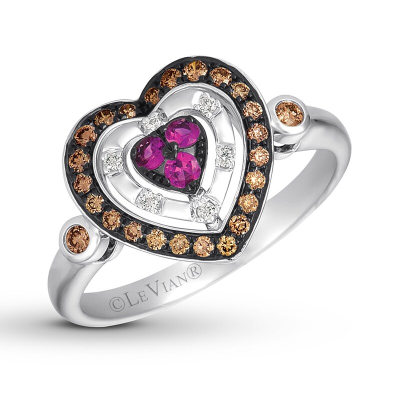 Main Image 1 of Le Vian Natural Pink Sapphire Ring 1/4 ct tw Diamonds 14K Vanilla Gold
