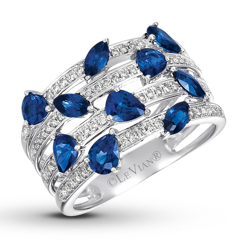 Main Image 1 of Le Vian Natural Sapphire Ring 1/4 ct tw Diamonds 14K Vanilla Gold