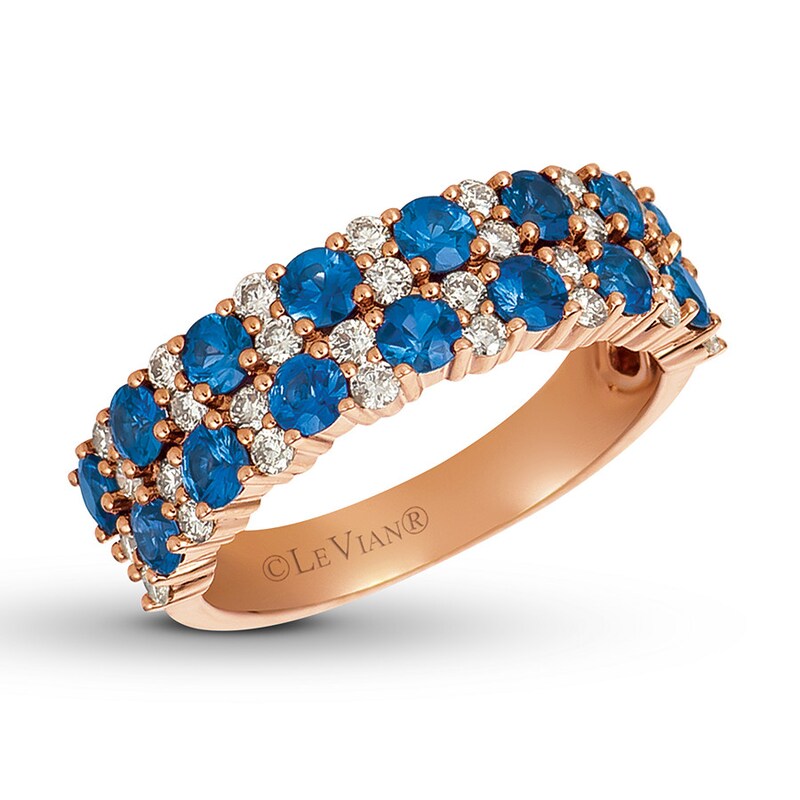 Le Vian Natural Sapphire Ring 1/2 ct tw Diamonds 14K Strawberry Gold