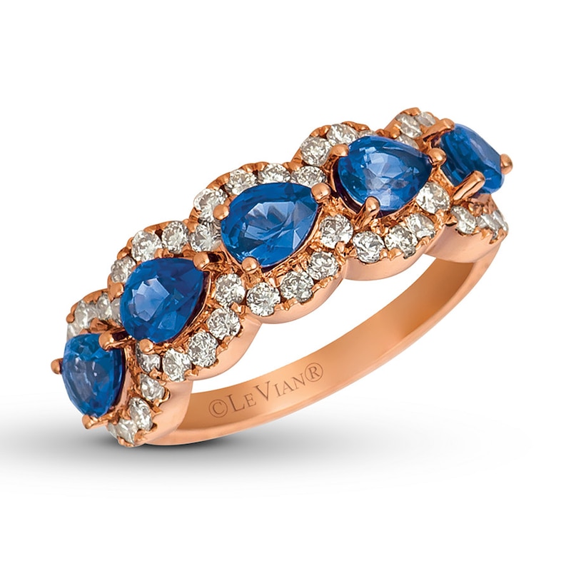 Le Vian Natural Sapphire Ring 3/4 ct tw Diamonds 14K Strawberry Gold