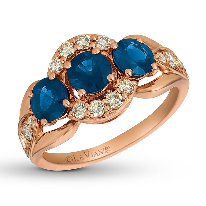 Le Vian Sapphire Ring 1/2 ct tw Diamonds 14K Strawberry Gold