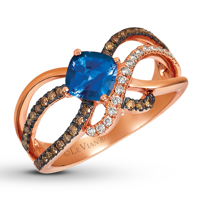 Le Vian Natural Sapphire Ring 1/3 ct tw Diamonds 14K Strawberry Gold