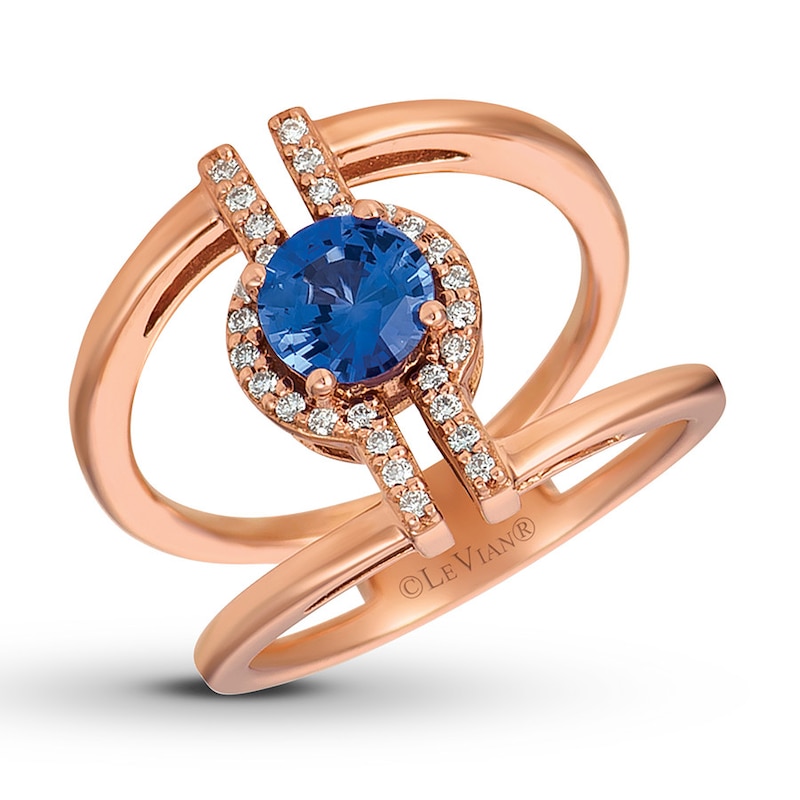 Le Vian Natural Sapphire Ring 1/8 ct tw Diamonds 14K Strawberry Gold