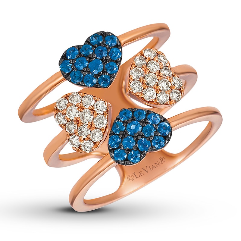 Le Vian Natural Sapphire Ring 1/2 ct tw Diamonds 14K Strawberry Gold