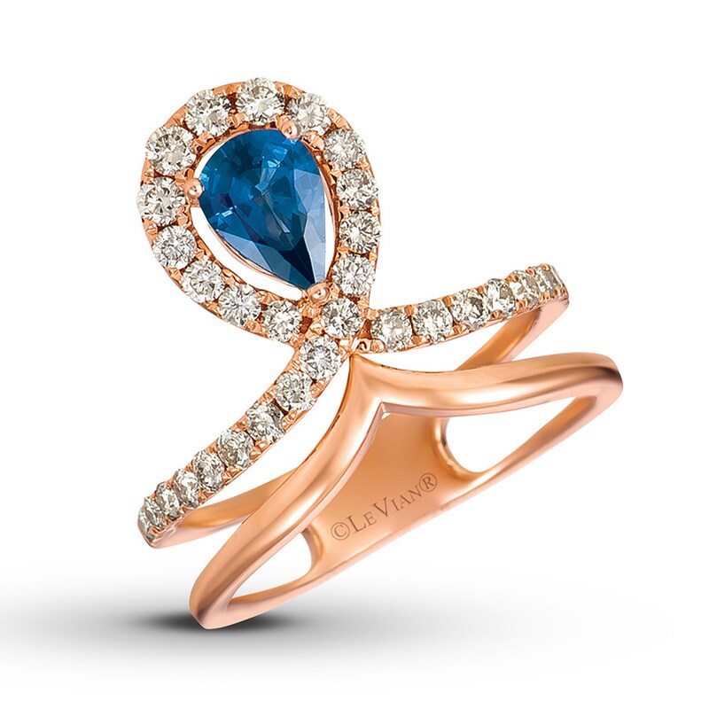 Le Vian Sapphire Ring 5/8 ct tw Diamonds 14K Strawberry Gold