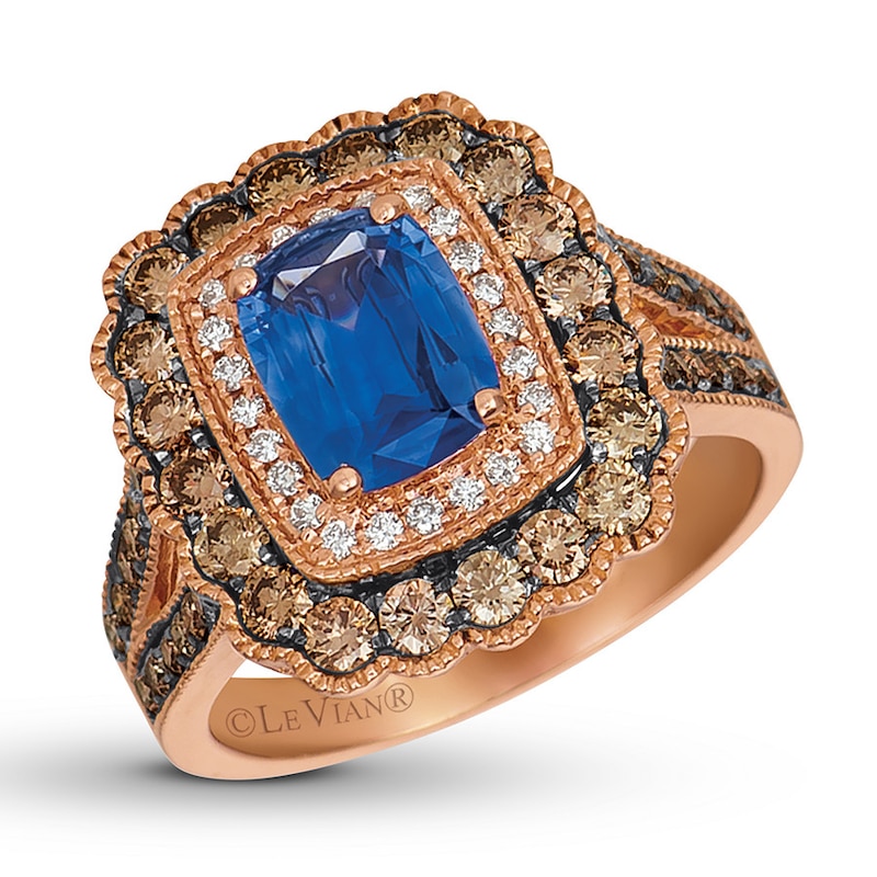 Le Vian Sapphire Ring 1 ct tw Diamonds 14K Strawberry Gold