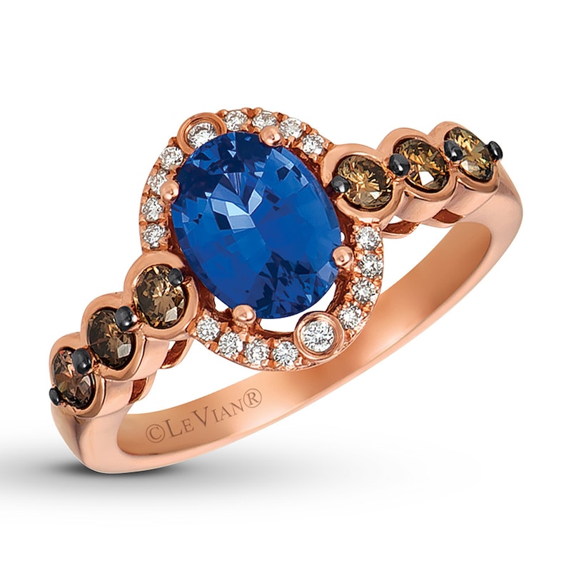 Le Vian Natural Sapphire Ring 1 ct tw Diamonds 14K Strawberry Gold