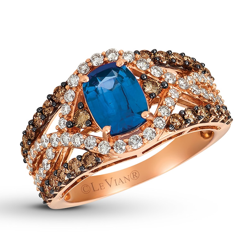 Le Vian Sapphire Ring 1-1/5 ct tw Diamonds 14K Strawberry Gold
