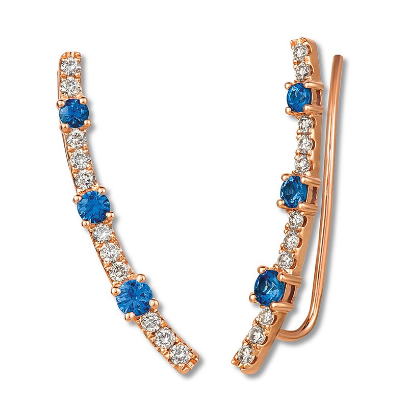 Le Vian Natural Sapphire Earrings 3/8 ct tw Diamonds 14K Strawberry Gold