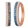 Thumbnail Image 1 of Le Vian Natural Sapphire Hoop Earrings 3/4 ct tw Diamonds 14K Strawberry Gold