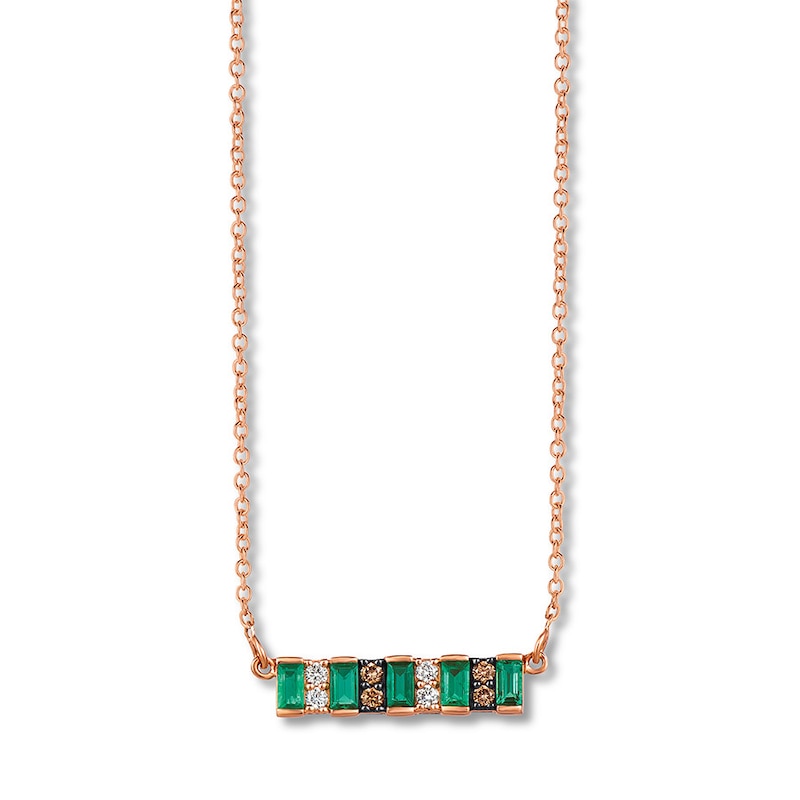 Le Vian Natural Emerald Necklace 1/8 ct tw Diamonds 14K Strawberry Gold