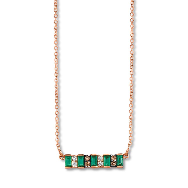 Main Image 1 of Le Vian Natural Emerald Necklace 1/8 ct tw Diamonds 14K Strawberry Gold