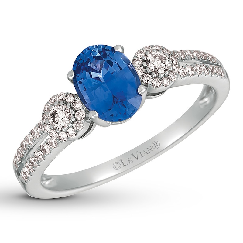 Main Image 1 of Le Vian Natural Ceylon Sapphire Ring 1/4 ct tw Diamonds 14K Vanilla Gold