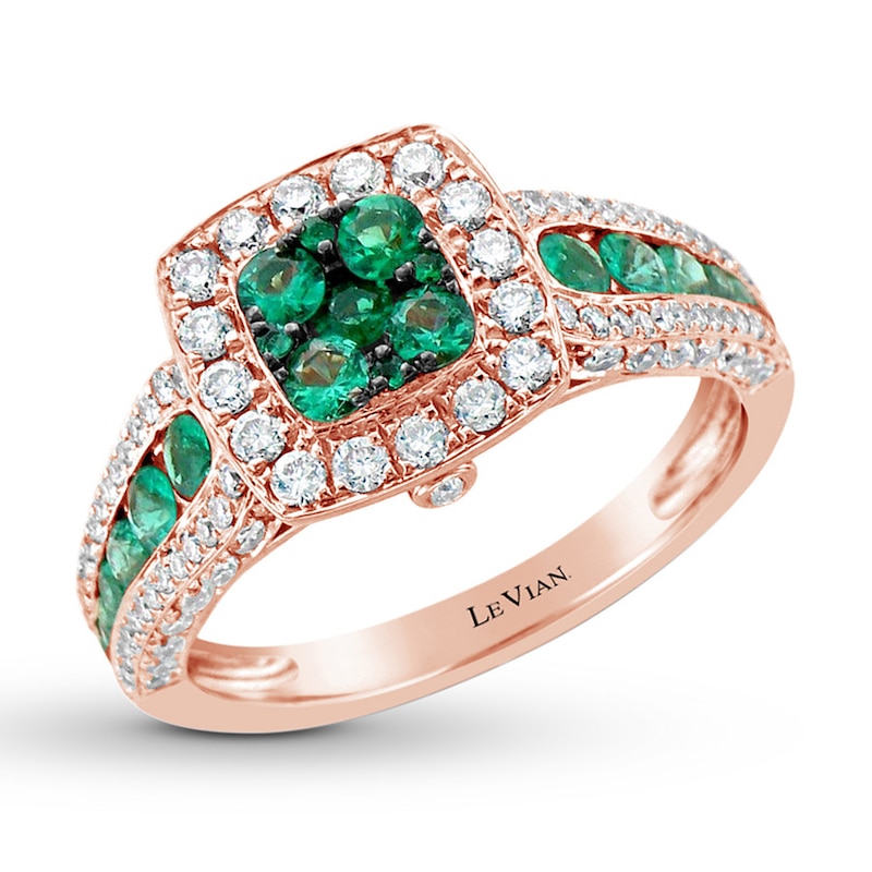 Le Vian Emerald Ring 3/4 ct tw Diamonds 14K Strawberry Gold