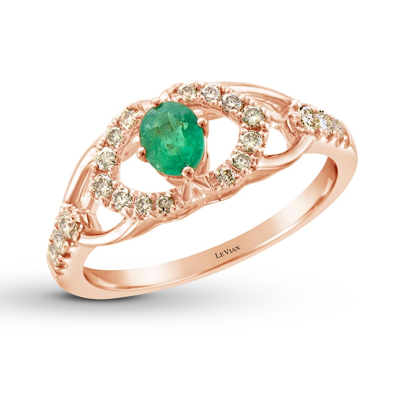 Le Vian Emerald Ring 1/3 ct tw Diamonds 14K Strawberry Gold