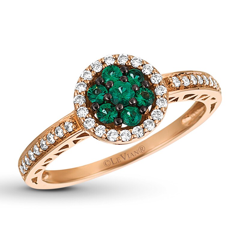 Le Vian Emerald Ring 1/5 ct tw Diamonds 14K Strawberry Gold