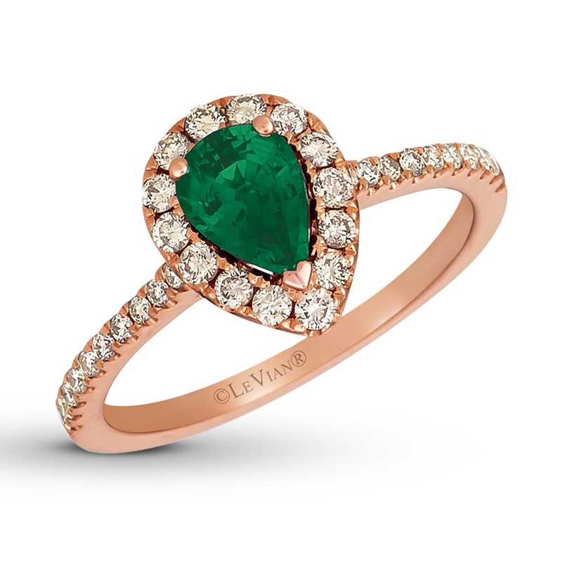 Main Image 1 of Le Vian Emerald Ring 3/8 carat tw Diamonds 14K Strawberry Gold