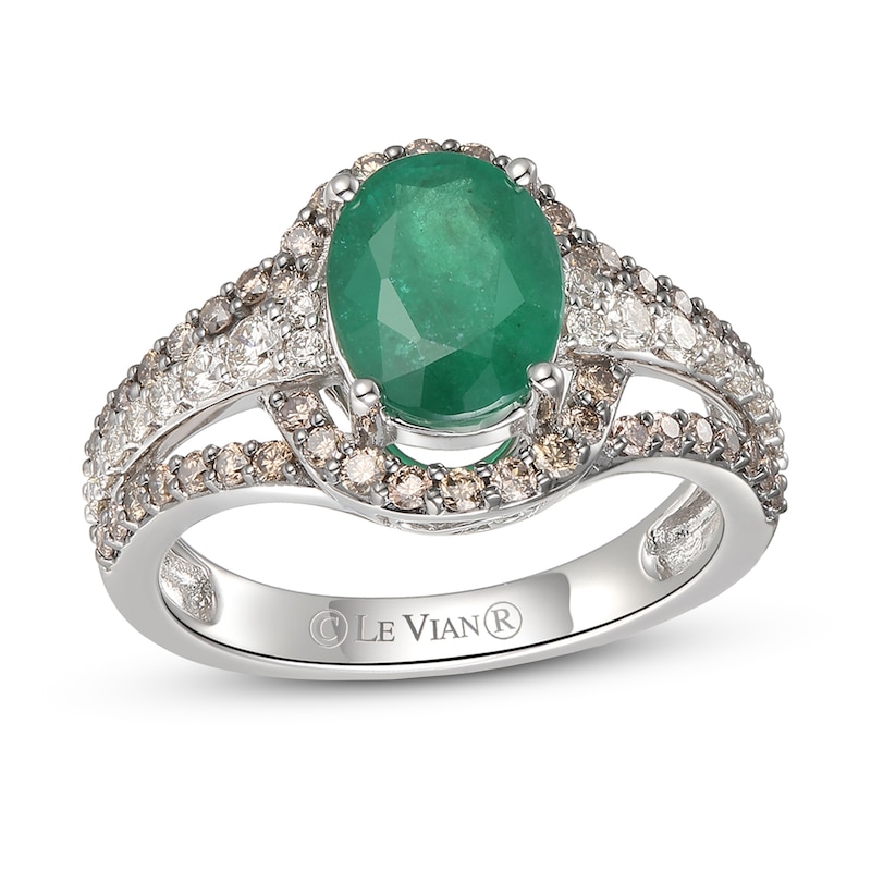 Main Image 1 of Le Vian Natural Emerald Ring 3/4 ct tw Diamonds 14K Vanilla Gold