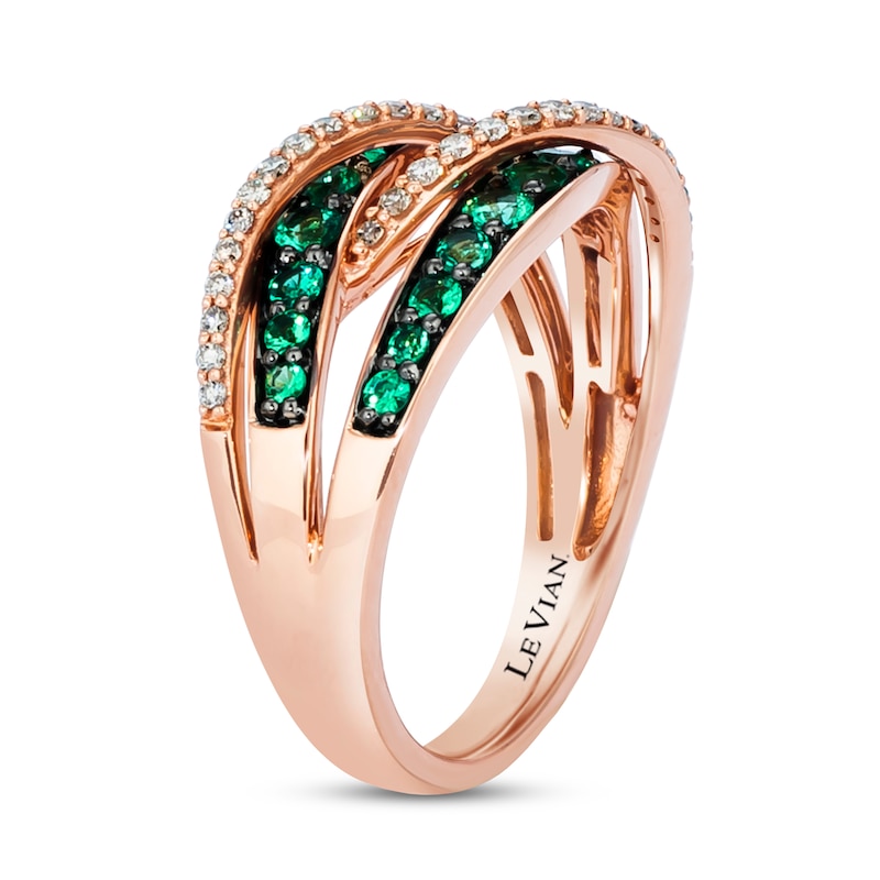Main Image 2 of Le Vian Natural Emerald Ring 1/5 ct tw Diamonds 14K Strawberry Gold