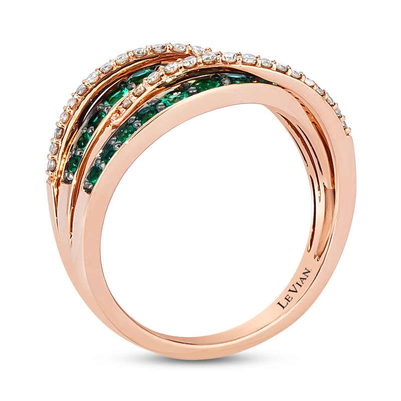 Main Image 3 of Le Vian Natural Emerald Ring 1/5 ct tw Diamonds 14K Strawberry Gold