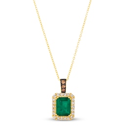 Le Vian Natural Emerald Necklace 1/4 ct tw Diamonds 14K Honey Gold