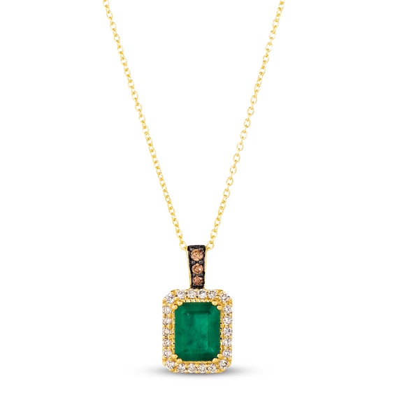 Le Vian Natural Emerald Necklace 1/4 ct tw Diamonds 14K Honey Gold