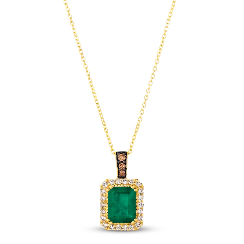 Main Image 1 of Le Vian Natural Emerald Necklace 1/4 ct tw Diamonds 14K Honey Gold