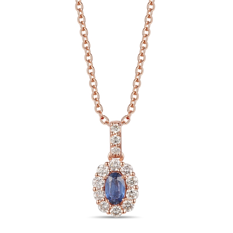Le Vian Natural Sapphire Necklace 1/4 ct tw Diamonds 14K Strawberry Gold