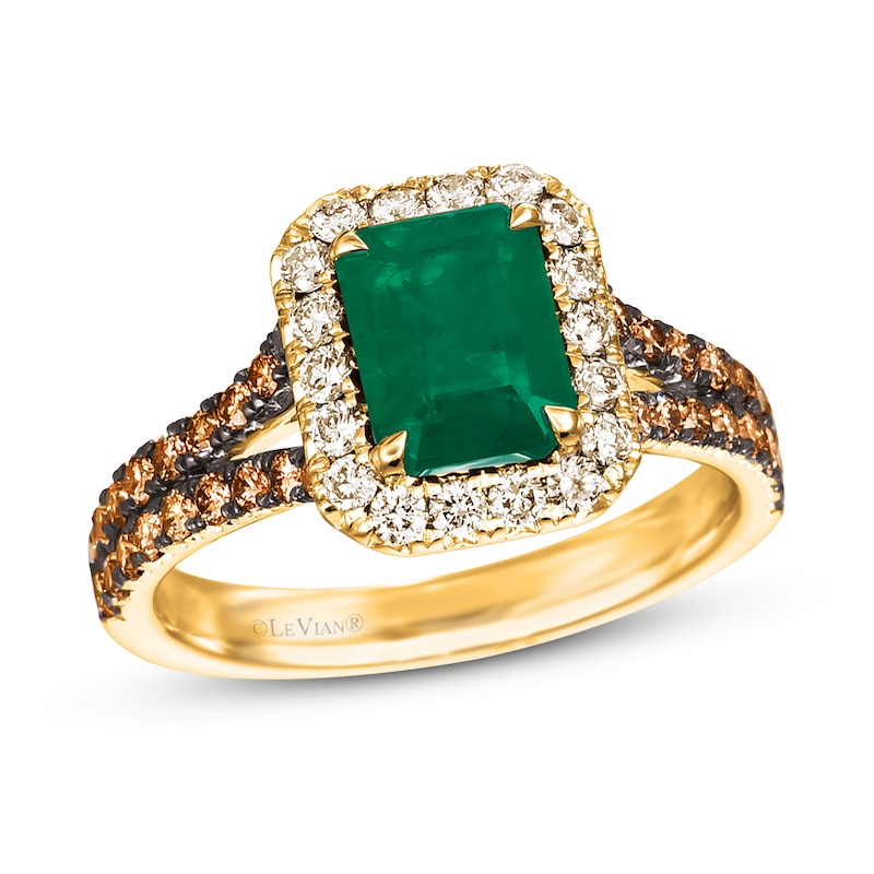 Le Vian Natural Emerald Ring 3/4 ct tw Diamonds 14K Honey Gold with 360