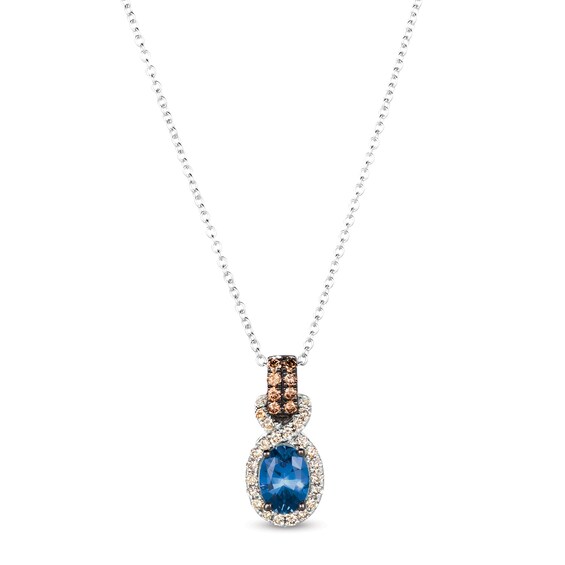 Le Vian Ceylon Sapphire Necklace 1/4 ct tw Diamonds 14K Vanilla Gold