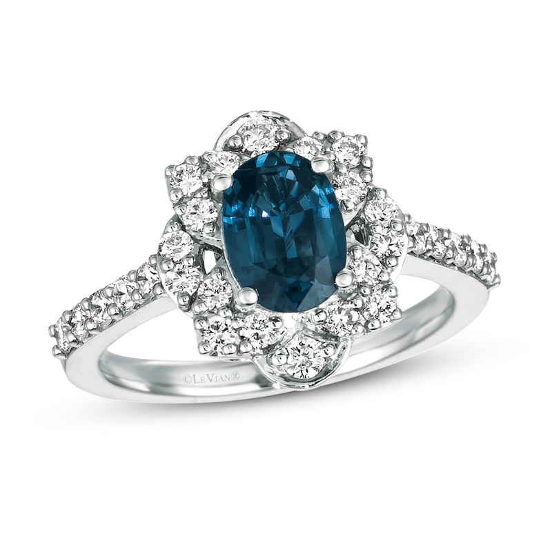 Main Image 1 of Le Vian Natural Sapphire Ring 5/8 ct tw Diamonds Platinum
