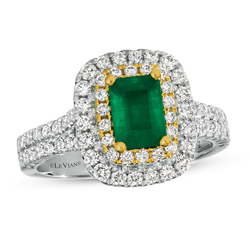 Main Image 1 of Le Vian Natural Emerald Ring 7/8 ct tw Diamonds Platinum/18K Honey Gold
