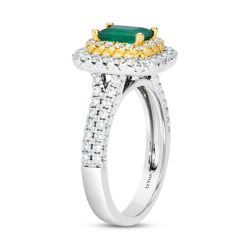 Le Vian Natural Emerald Ring 7/8 ct tw Diamonds Platinum/18K Honey Gold