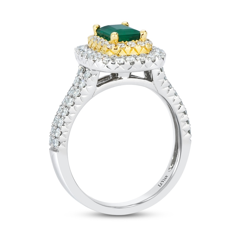 Main Image 3 of Le Vian Natural Emerald Ring 7/8 ct tw Diamonds Platinum/18K Honey Gold