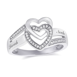 1/10 ct tw Diamond Promise Ring with Interlocking Hearts (2 Lines)