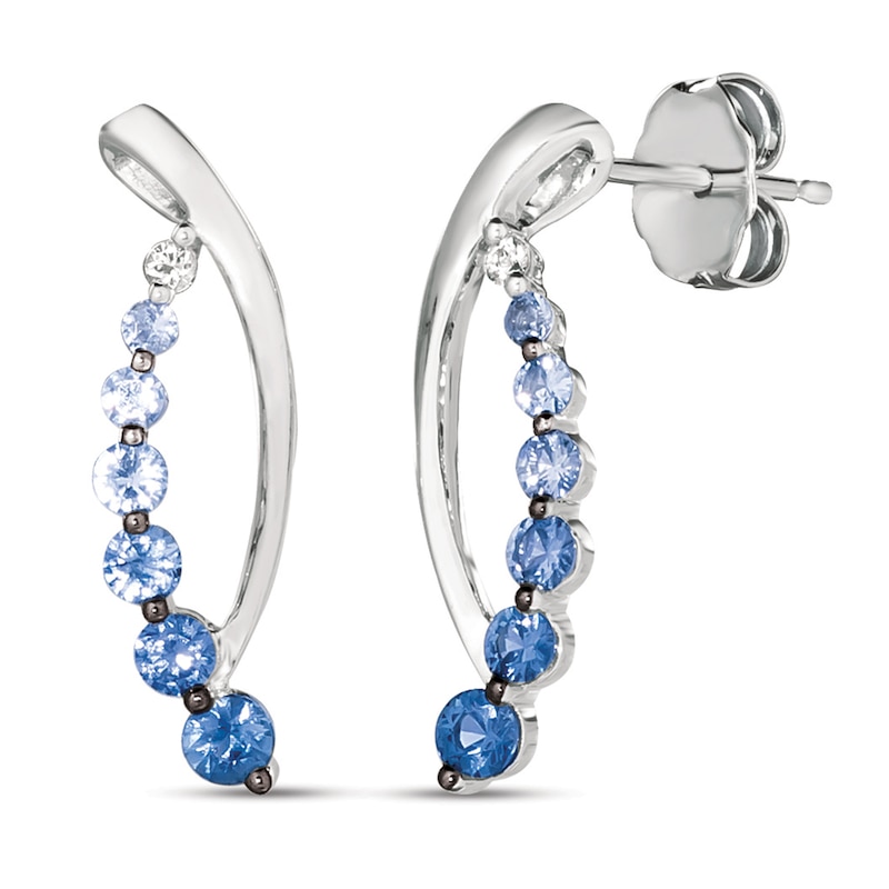 Main Image 1 of Le Vian Denim Ombre Sapphire Earrings 14K Vanilla Gold