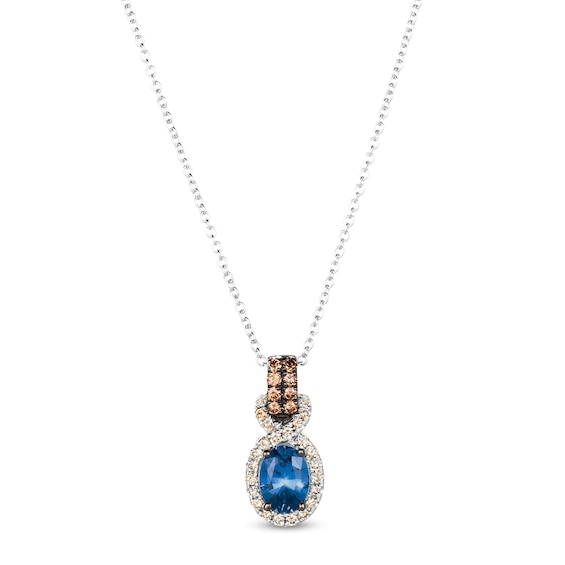 Le Vian Ceylon Sapphire Necklace 1/4 ct tw Diamonds 14K Vanilla Gold