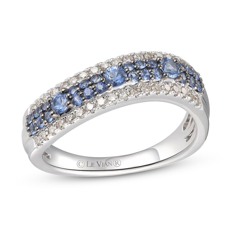 Main Image 1 of Le Vian Natural Blue Sapphire Ring 1/5 ct tw Diamonds 14K Vanilla Gold