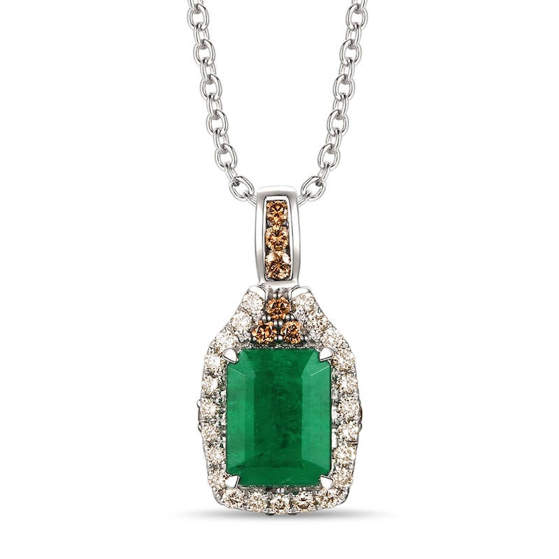 Le Vian Emerald Necklace 1/4 ct tw Diamonds 14K Vanilla Gold with 360