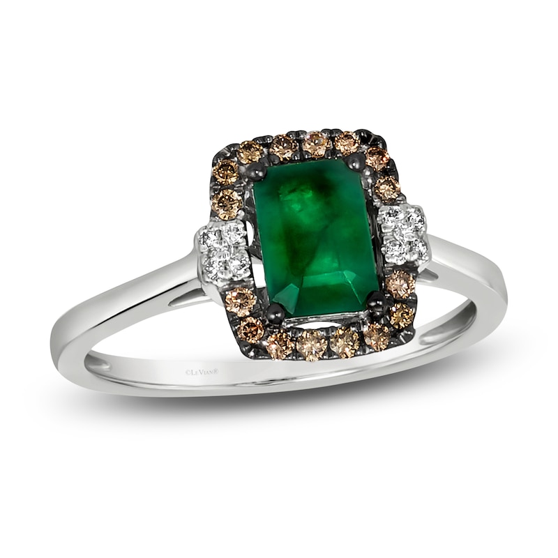 Le Vian Natural Emerald Ring 1/6 ct tw Diamonds 14K Vanilla Gold with 360