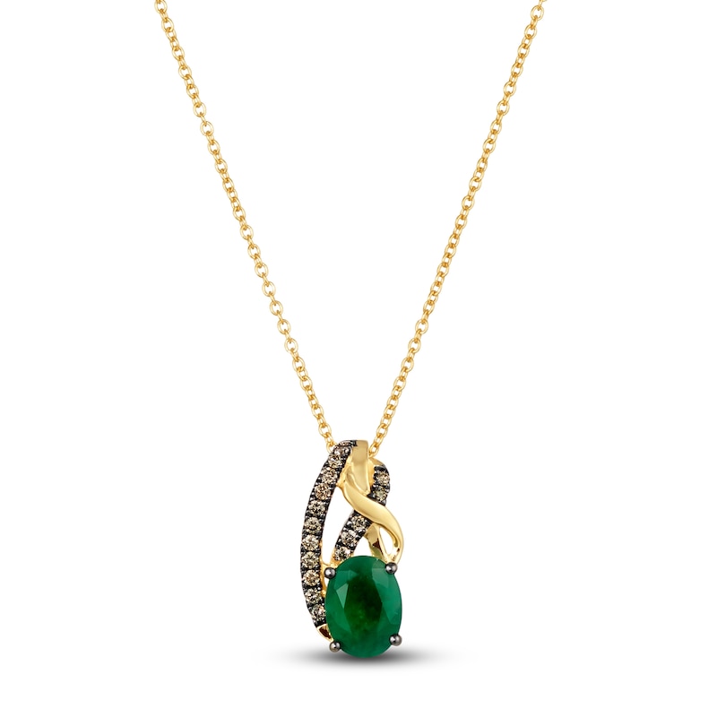 Main Image 1 of Le Vian Natural Emerald Necklace 1/8 ct tw Diamonds 14K Honey Gold