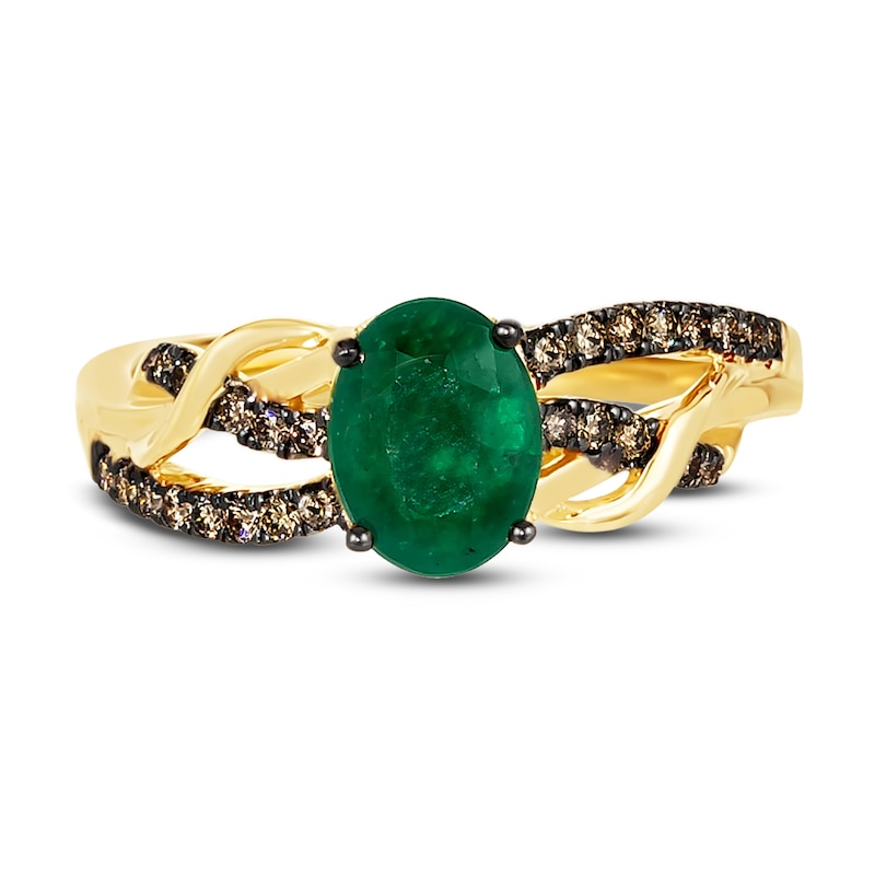 Le Vian Natural Emerald Ring 1/5 ct tw Diamonds 14K Honey Gold