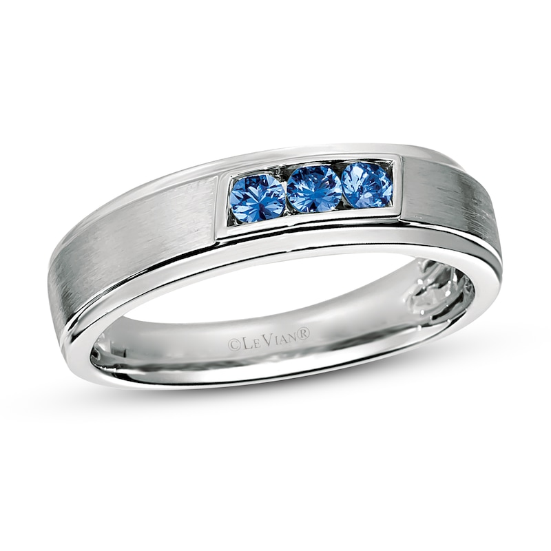 Main Image 1 of Le Vian Men's Natural Blue Sapphire Ring 14K Vanilla Gold