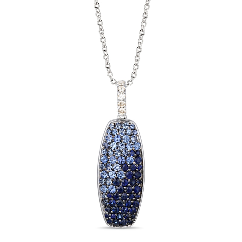 Main Image 1 of Le Vian Natural Blue Sapphire Necklace 1/10 ct tw Diamonds 14K Vanilla Gold