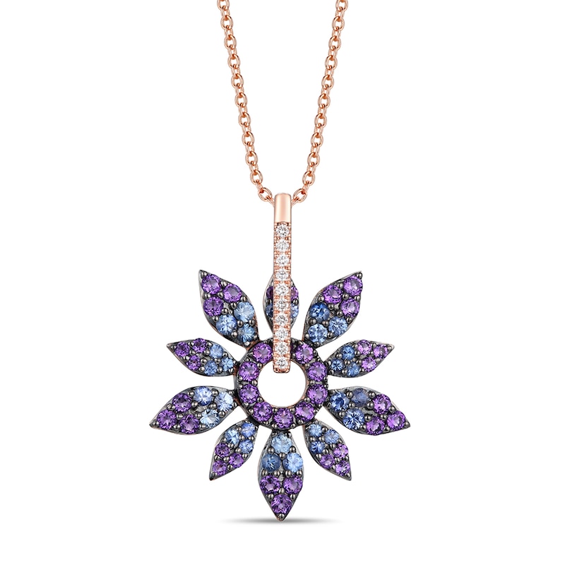 Main Image 1 of Le Vian Natural Sapphire/Amethyst Necklace 1/15 ct tw Diamonds 14K Strawberry Gold