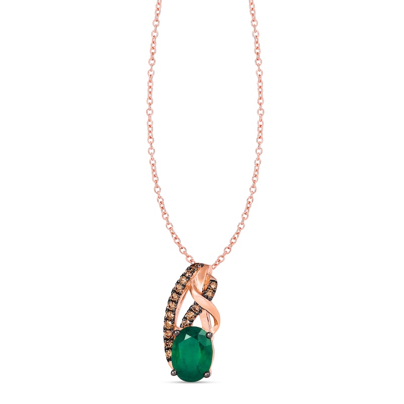 Main Image 1 of Le Vian Natural Emerald Necklace 1/8 ct tw Diamonds 14K Strawberry Gold